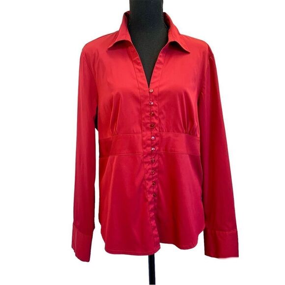 𝅺REITMANS red long sleeve button front dress shirt Sz XL - Picture 1 of 12
